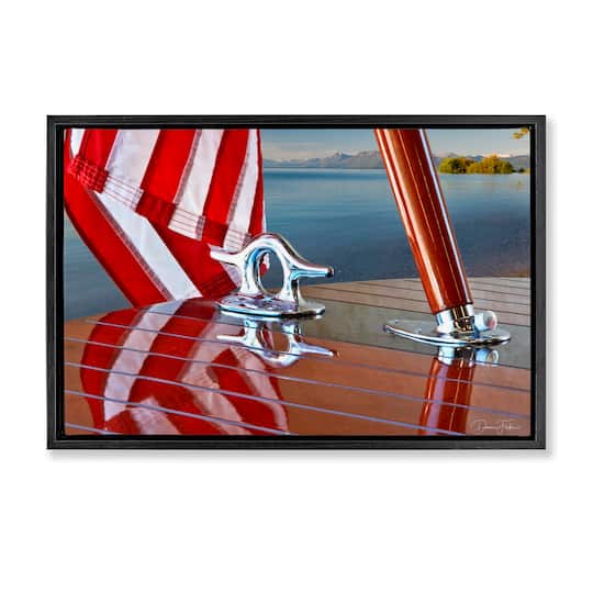 Stupell Industries Flag On Boat Hull Floater Framed Art